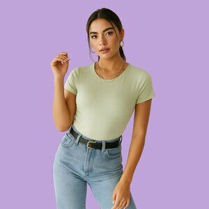 Dynamite Light Green Short Sleeve Bodysuit – Size M